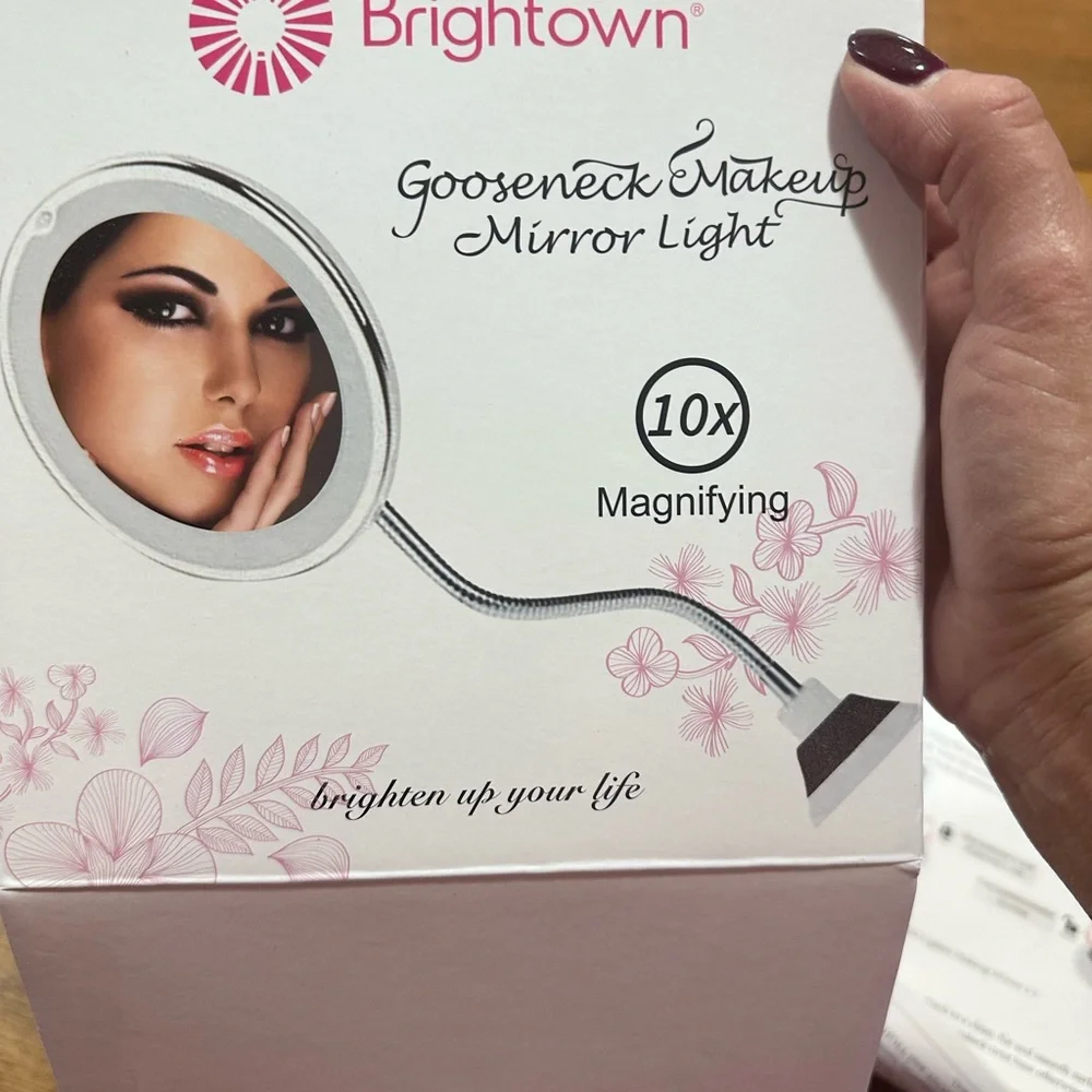Brighton Gooseneck Makeup Mirror Light - Silver and Pink‎